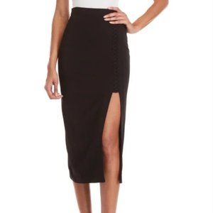 A.L.C. Black Ribbon Lace Up Slit Pencil Skirt (Sz 12)